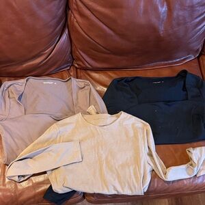 Abercrombie & Fitch Women's Bodysuit Trio - Black, Beige, Tan Size Large Long